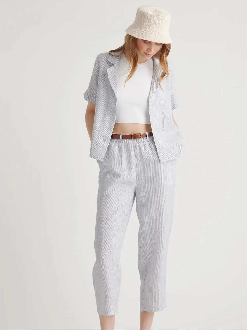 Quince 100% European Linen Pinstripe Linen Pants
